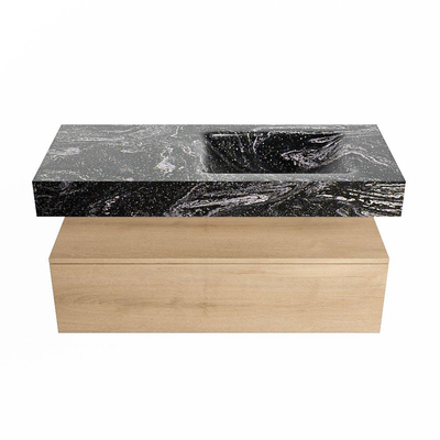MONDIAZ ALAN - DLUX Badkamermeubelset - 110cm - onderkast - Washed Oak - 1 lade - vrijhangende wastafel - wasbak rechts - 0 kraangaten - Lava