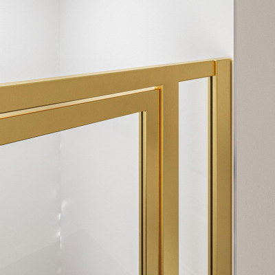 Aqua Vista Triple Draaideur met vast deel - 100x200 cm - helder glas - geborsteld messing (goud)