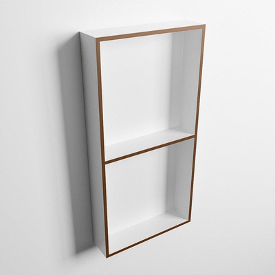 Mondiaz Easy nis 29.5x59.5x8cm voor Inbouw/opbouw 2 open vakken Solid surface Talc/Rust