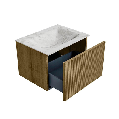 Mondiaz KURVE-DLUX Badkamermeubelset - 60x46x40cm - 1 lade - wastafel solid surface - midden - zonder kraangat - Dusk