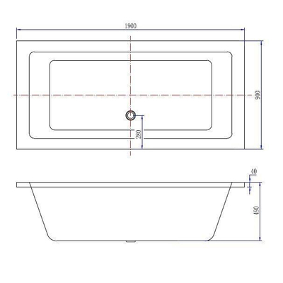 Xellanz Santino SQ baignoire à encastrer 190x90x49cm blanc