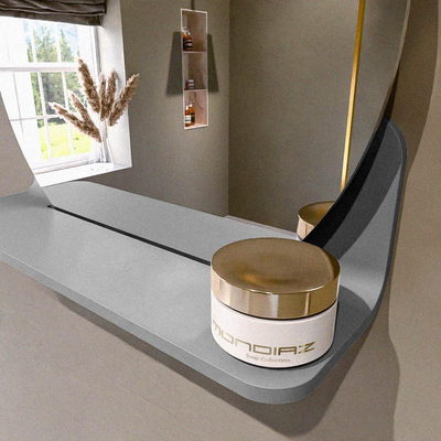 Mondiaz SPOT Badkamerspiegel - rond 40cm - spiegelplanchet - kleur Plata