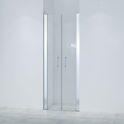 Saniclass Neptune Double portes 80x200cm verre de sécurité 6mm anti calcaire chrome