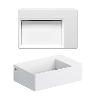 Clou Flush Lavabo compact - 35,5x24,5x10cm - avec plaque de vidage - avec bonde - trou de robinet pré-percé - blanc mat