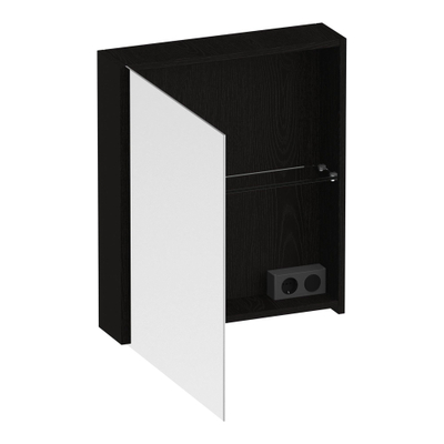 BRAUER Impress spiegelkast - 60x70x15cm - zonder verlichting - met 1 linksdraaiende dubbelzijdige spiegeldeur - Timber Black SHOWROOMMODEL