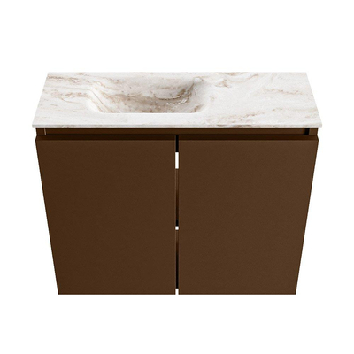 MONDIAZ TURE-DLUX Meuble WC 60 cm Rust. EDEN lavabo Frappe position gauche. Avec 1 trou de robinet.