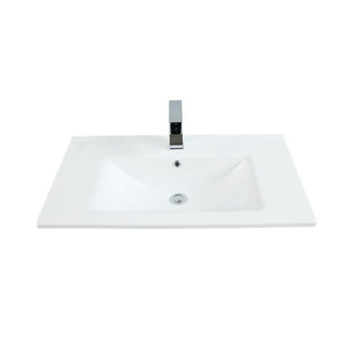 Sanicare q6 lavabo 80x45cm 1 trou pour robinet avec trop-plein rectangle céramique blanc