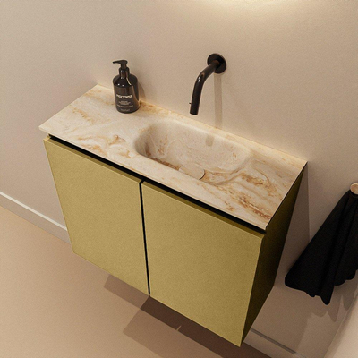 MONDIAZ TURE-DLUX Meuble WC 60 cm Oro. EDEN lavabo Frappe position droite. Sans trou de robinet.