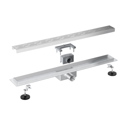 Fortifura Galeria douchegoot - 80cm - met rooster - met vloerflens - PVD - geborsteld RVS