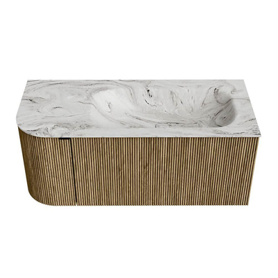 Mondiaz KURVE-DLUX Ensemble de meuble de salle de bains - 105x46x40cm - 1 tiroir - 1 porte - lavabo solid surface - droit - sans trou de robinet - Dusk