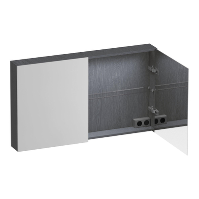 BRAUER Impress Deluxe spiegelkast - 120x70x15cm - interne en externe verlichting - 2 dubbelzijdige spiegeldeuren - Timber Grey