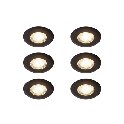 QAZQA Ulo Spot encastrable - set de 6 - 8,2x8,2cm - LED incluse - 3 niveaux de gradation - IP44 - rond - noir mat