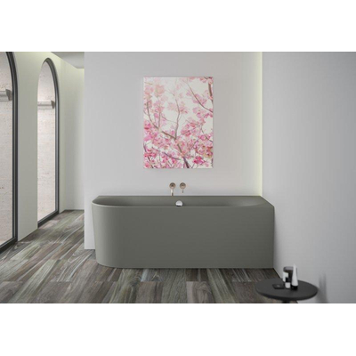 Plieger Kansas Baignoire d'angle - 180x80x60cm - angle droit - avec arrivée d'eau - avec garniture de vidage et de trop-plein - avec pieds - acrylique - gris ciment