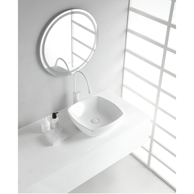 Wiesbaden Plaza Vasque à poser carrée 42 x 42 x 13,5 cm céramique brillant blanc