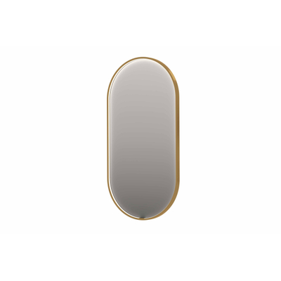 INK SP28 spiegel - 60x4x120cm ovaal in stalen kader incl dir LED - verwarming - color changing - dimbaar en schakelaar - geborsteld mat goud