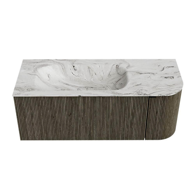 Mondiaz KURVE-DLUX Badkamermeubelset - 115x46x40cm - 1 lade - 1 deur - wastafel solid surface - links - zonder kraangat - Shadow