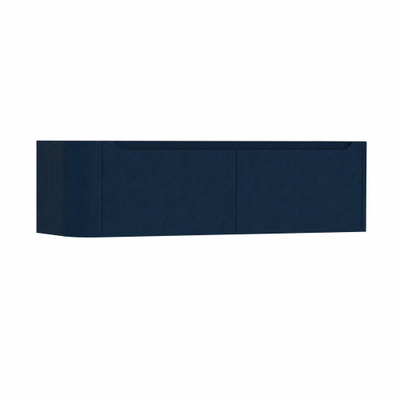 H&R Badmeubelen Juice Meuble sous lavabo - 140x45x40cm - angle gauche arrondi - 2 tiroirs - poignée intégrée - chêne bleu