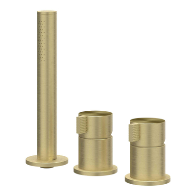 IVY Tribe Combinaison de rebord de baignoire - 3 voies - mitigeur - douchette extractible - sans bec - RVS316 - or mat brossé PVD