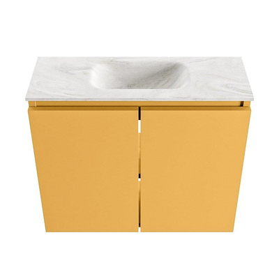 MONDIAZ TURE-DLUX 60cm toiletmeubel Ocher. EDEN wastafel Ostra positie midden. Met 1 kraangat.