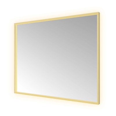 Hotbath &MORE Spiegel - 100x80cm - directe en indirecte LED - color changing - spiegelverwarming - dimbaar - met afstandsbediening - RVS 316 - PVD - geborsteld messing goud