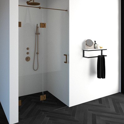 BRAUER Créer porte de douche 110x200cm 2 pièces sans cadre avec anti-calcaire et verre de sécurité 8mm cuivre