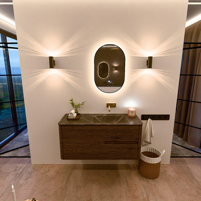 Mondiaz CIRO-DLUX Badkamermeubelset - 110x45x50cm - Solid surface wastafel Lava - 1 wasbak Rechts - zonder kraangaten - 2 lades - Dusk