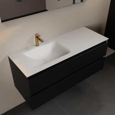Mondiaz AIVY Ensemble de meuble - 120x45x50cm - 1 trou de robinet - 1 vasque Talc Solid surface - Gauche - 2 tiroirs - avec miroir - MDF Urban