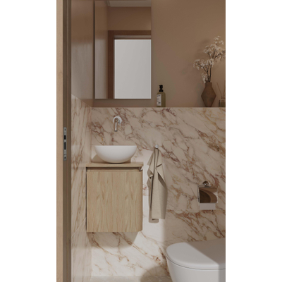 Thebalux Epoch Toiletmeubel - 36x35x41cm - ronding links - hoek rechts - 1 deur - topblad - zonder kraangat - Blanc