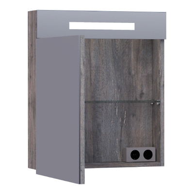 Miroir Armoire BRAUER Promise - 60x70x15cm -- avec éclairage direct 1 porte miroir simple à gauche en bois flotté
