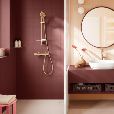 Grohe Vitalio Joy Glijstangset - 60cm - ronde handdouche - 3 straalsoorten - brushed warm sunset (koper)