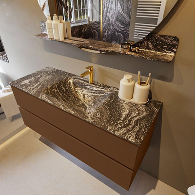 Mondiaz VICA-DLUX Ensemble de meuble de salle de bain - 120cm - meuble sous-vasque reposant - 2 tiroirs - lavabo encastrée cloud milieu - 1 trou de robinet - version haute de 60cm - lave