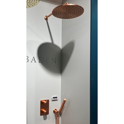 Wiesbaden Caral one-pack inbouwthermostaatset - hoofddouche rond 30cm - type 503 - geborsteld koper SHOWROOMMODELEXCLUSIEF INBOUWDEEL!
