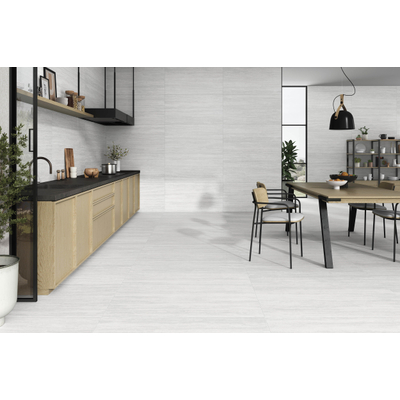 Terravito Aurano wand- en vloertegel - 59.5x120cm - 10.0mm - Rechthoek - gerectificeerd - Natuursteen look - mat grijs - Pearl