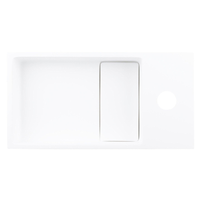 Differnz Solid kit lave-mains - 36x18.5x9cm - Rectangulaire - 1 trou de robinet - Robinet noir mat courbé - Solid Surface blanche