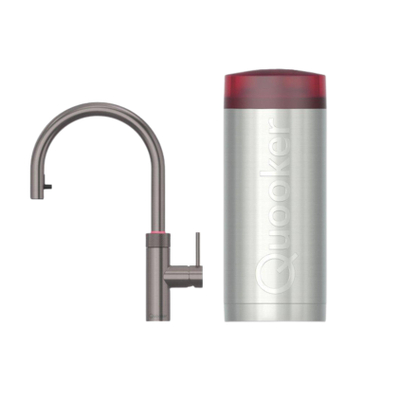 Quooker BE Flex Round kokendwaterkraan - draaibare & uittrekbare uitloop - Combi reservoir - Warm / kokend water - gunmetal