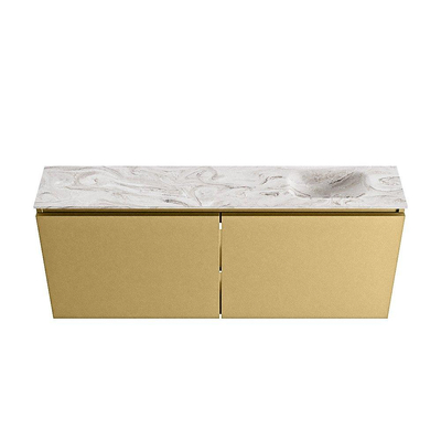 MONDIAZ TURE-DLUX meuble WC 120 cm Oro. EDEN lavabo Glace position à droite. Sans trou de robinet.