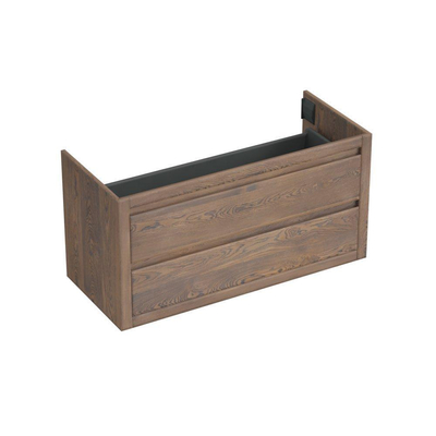 Forzalaqua Gela 2.0 meuble sous-lavabo 120x51x60cm avec 2 tiroirs softclose sans poignées Chêne massif Havanna