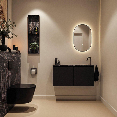 MONDIAZ TURE-DLUX Meuble de toilettes 100 cm Urban. EDEN lavabo Lava position à droite. Avec 1 trou de robinet.