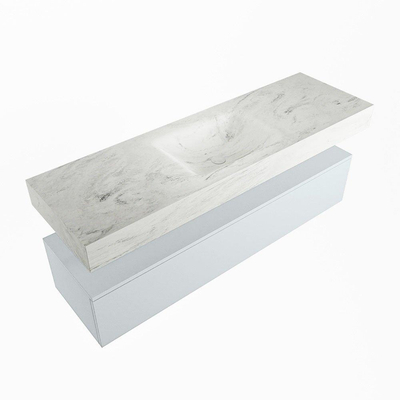 Mondiaz ALAN-DLUX Ensemble de meuble - 150cm - meuble Clay mat - 1 tiroir - Lavabo Cloud Opalo suspendu - vasque Centre - 1 trou de robinet