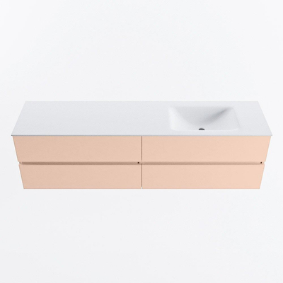 MONDIAZ Vica Badkamermeubelset - 180cm - onderkast rosee - 4 lades - wastafel cloud rechts - zonder kraangaten - 60cm hoge versie - talc