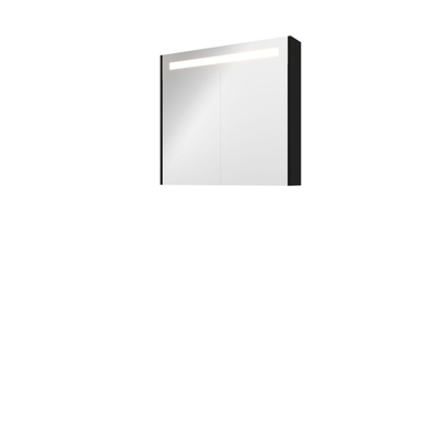 Proline Spiegelkast Premium met geintegreerde LED verlichting, 2 deuren 80x14x74cm Mat zwart