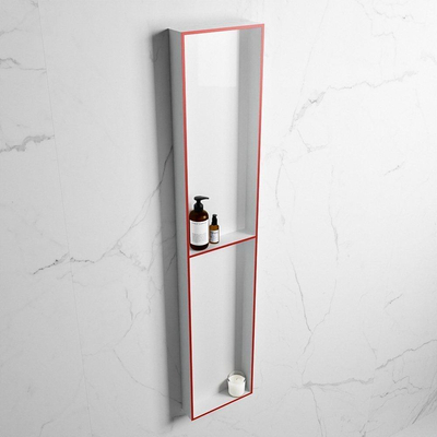 Mondiaz Easy nis 29.5x89.5x8cm voor Inbouw/opbouw 2 open vakken Solid surface Talc/Fire