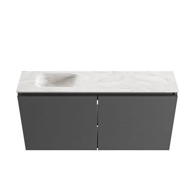MONDIAZ TURE-DLUX meuble WC 100 cm Dark Grey. Lavabo EDEN Ostra position gauche. Sans trou de robinet.