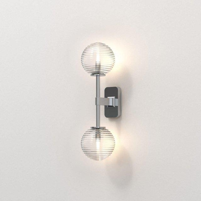 Astro Tacoma Twin Applique/Plafonnier - 230V - IP44 - bulbeux - cannelé - verre transparent - chrome