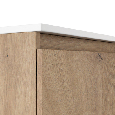 Adema Cadence Badkamermeubelset - 60x55x40cm - ondiep - 2 deuren - greeploos - wastafel - 1 kraangat - keramiek - rustiek eiken