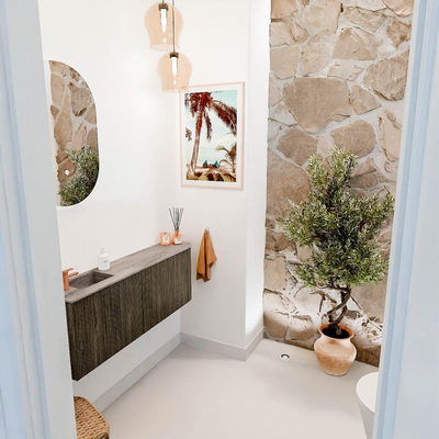 Mondiaz JOYA-DLUX 111.6cm toiletmeubel - ronding rechts kleur Shadow - Wastafel FAYE positie Links 1 kraangat kleur Oza.