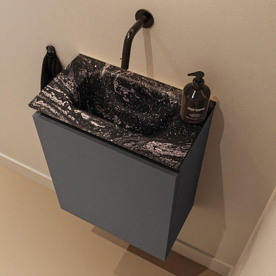 MONDIAZ TURE-DLUX Meuble de toilettes 40cm Dark Grey. EDEN lavabo Lava position milieu. Sans trou de robinet.