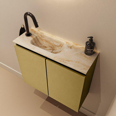 MONDIAZ TURE-DLUX 60cm toiletmeubel Oro. EDEN wastafel Frappe positie links. Met 1 kraangat.