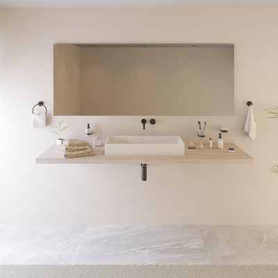 Ideavit Solidjoy vasque à poser 75x37,5x11cm rectangulaire 0 trou de robinet 1 cuve Solid surface blanc