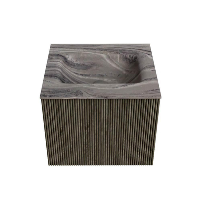 MONDIAZ KURVE-DLUX Meuble de salle de bains 50cm couleur Shadow avec 1 tiroir et 0 porte. Lavabo GRUNNE Milieu sans trou de robinet Sombra.